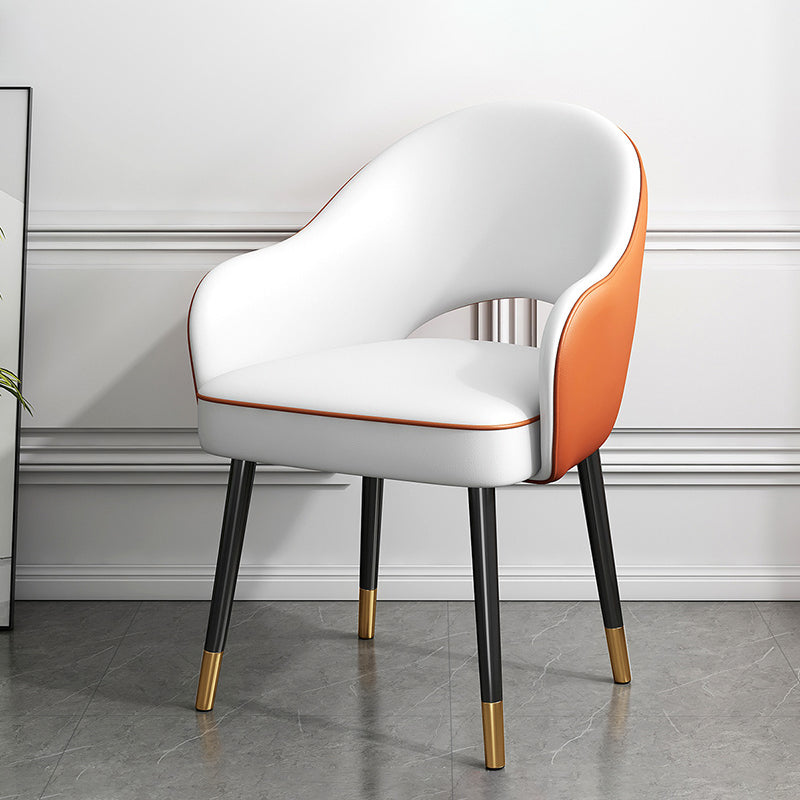 Glam Metal Dining Arm Chair Open Back Single Dining Side Chair for Restaurant Orange White Clearhalo ' kitchen&dining_furn' 'Dining Chairs' 'Dining Tables & Seating' 'dining_chair' 'furn' 'furn_dining_chair' 'Furniture' 'furniture_dining_chair' 'Kitchen & Dining Furniture' 'kitchen' 3967237