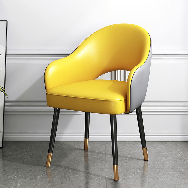 Glam Metal Dining Arm Chair Open Back Single Dining Side Chair for Restaurant Yellow-Gray Clearhalo ' kitchen&dining_furn' 'Dining Chairs' 'Dining Tables & Seating' 'dining_chair' 'furn' 'furn_dining_chair' 'Furniture' 'furniture_dining_chair' 'Kitchen & Dining Furniture' 'kitchen' 3967238