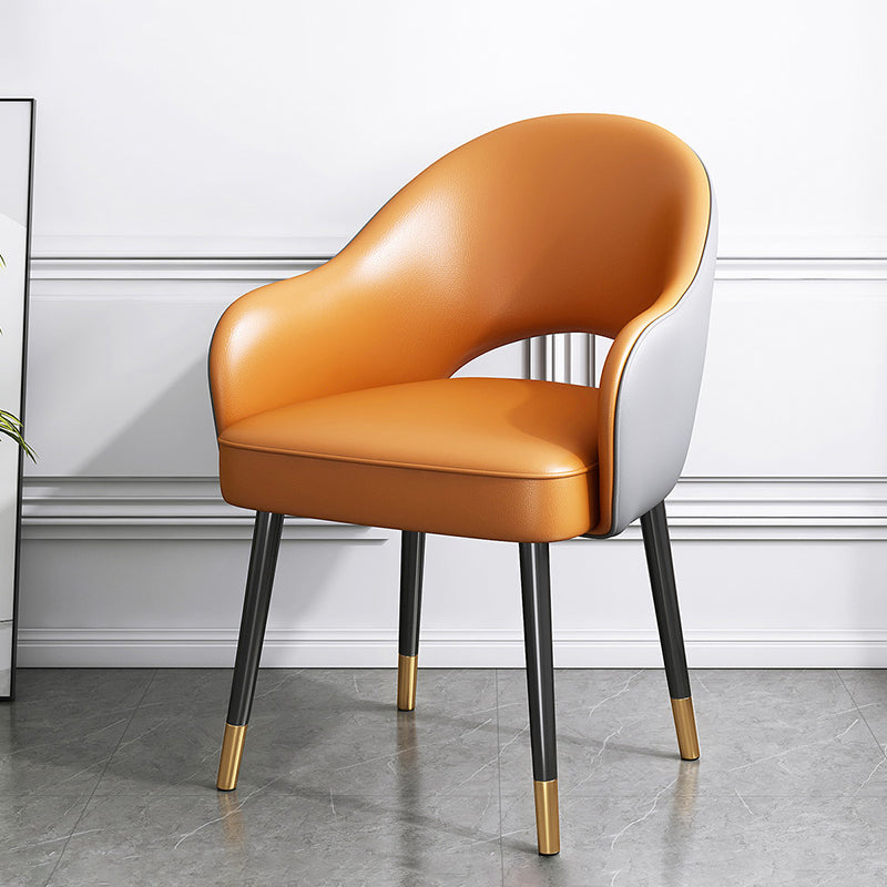 Glam Metal Dining Arm Chair Open Back Single Dining Side Chair for Restaurant Orange-Gray Clearhalo ' kitchen&dining_furn' 'Dining Chairs' 'Dining Tables & Seating' 'dining_chair' 'furn' 'furn_dining_chair' 'Furniture' 'furniture_dining_chair' 'Kitchen & Dining Furniture' 'kitchen' 3967239