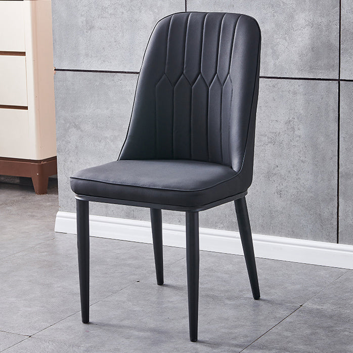 Glam Metal Dining Armless Chair Parsons Dining Single Chair for Restaurant Black Black Clearhalo ' kitchen&dining_furn' 'Dining Chairs' 'Dining Tables & Seating' 'dining_chair' 'furn' 'furn_dining_chair' 'Furniture' 'furniture_dining_chair' 'Kitchen & Dining Furniture' 'kitchen' 3967242