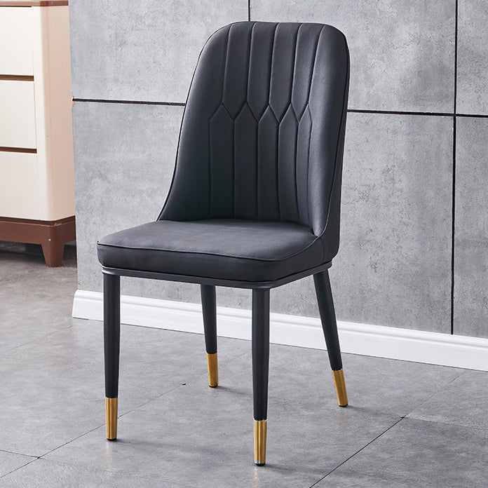 Glam Metal Dining Armless Chair Parsons Dining Single Chair for Restaurant Black Brass Gold Clearhalo ' kitchen&dining_furn' 'Dining Chairs' 'Dining Tables & Seating' 'dining_chair' 'furn' 'furn_dining_chair' 'Furniture' 'furniture_dining_chair' 'Kitchen & Dining Furniture' 'kitchen' 3967243