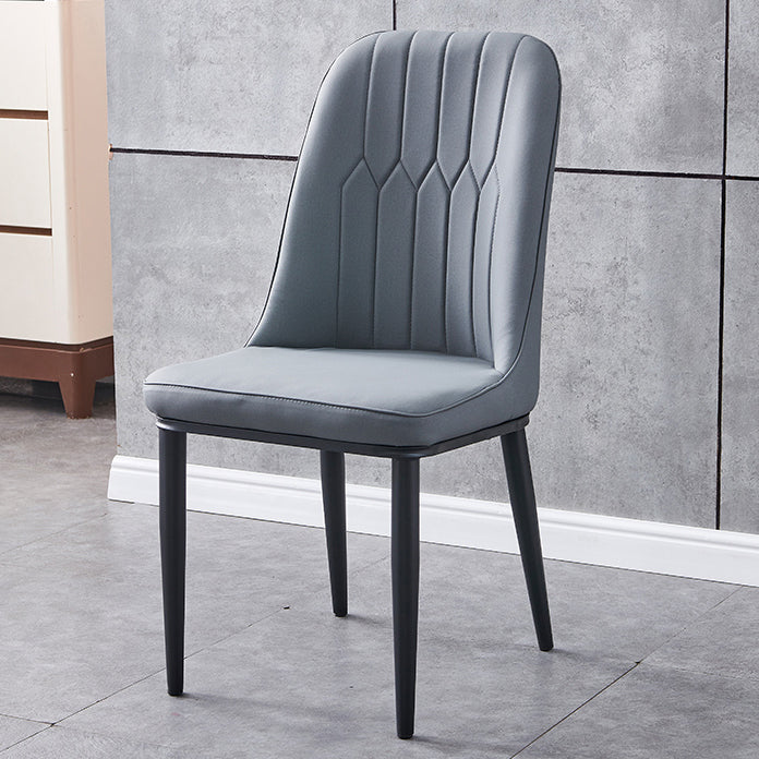 Glam Metal Dining Armless Chair Parsons Dining Single Chair for Restaurant Dark Gray Black Clearhalo ' kitchen&dining_furn' 'Dining Chairs' 'Dining Tables & Seating' 'dining_chair' 'furn' 'furn_dining_chair' 'Furniture' 'furniture_dining_chair' 'Kitchen & Dining Furniture' 'kitchen' 3967245