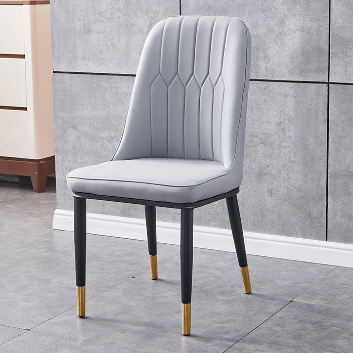 Glam Metal Dining Armless Chair Parsons Dining Single Chair for Restaurant Light Gray Brass Gold Clearhalo ' kitchen&dining_furn' 'Dining Chairs' 'Dining Tables & Seating' 'dining_chair' 'furn' 'furn_dining_chair' 'Furniture' 'furniture_dining_chair' 'Kitchen & Dining Furniture' 'kitchen' 3967251