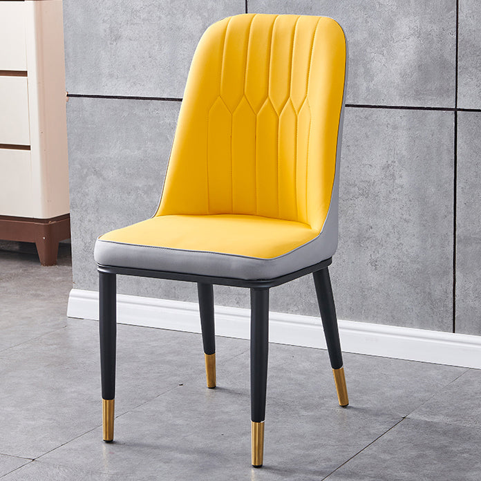 Glam Metal Dining Armless Chair Parsons Dining Single Chair for Restaurant Yellow Brass Gold Clearhalo ' kitchen&dining_furn' 'Dining Chairs' 'Dining Tables & Seating' 'dining_chair' 'furn' 'furn_dining_chair' 'Furniture' 'furniture_dining_chair' 'Kitchen & Dining Furniture' 'kitchen' 3967256