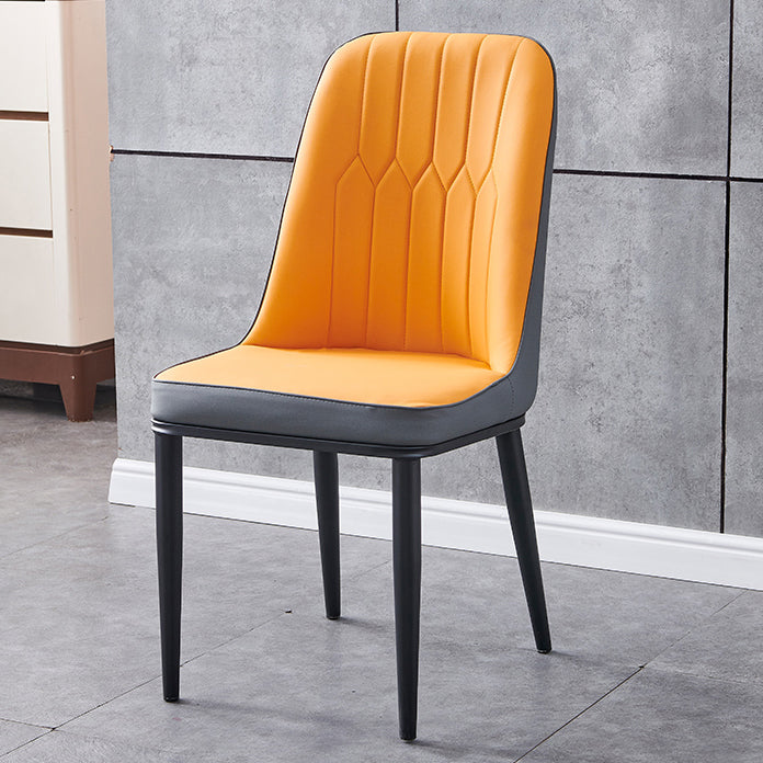 Glam Metal Dining Armless Chair Parsons Dining Single Chair for Restaurant Orange Black Clearhalo ' kitchen&dining_furn' 'Dining Chairs' 'Dining Tables & Seating' 'dining_chair' 'furn' 'furn_dining_chair' 'Furniture' 'furniture_dining_chair' 'Kitchen & Dining Furniture' 'kitchen' 3967258