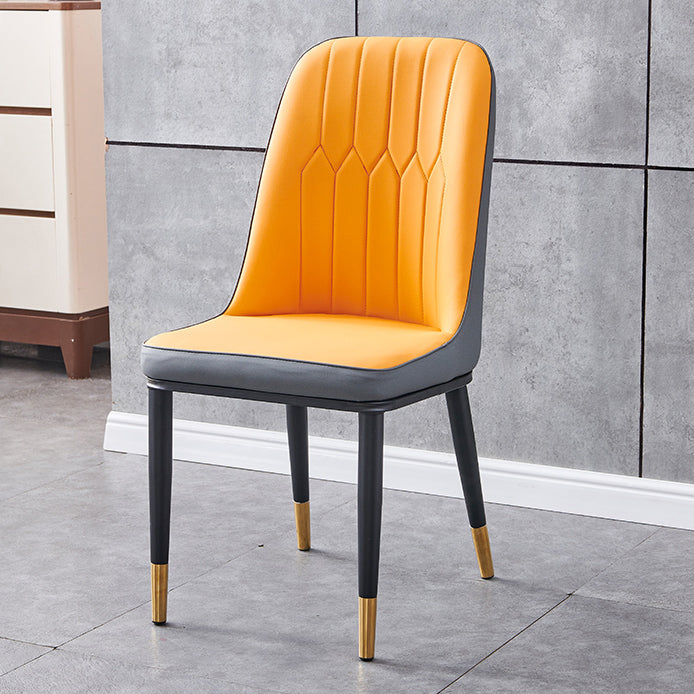 Glam Metal Dining Armless Chair Parsons Dining Single Chair for Restaurant Orange Brass Gold Clearhalo ' kitchen&dining_furn' 'Dining Chairs' 'Dining Tables & Seating' 'dining_chair' 'furn' 'furn_dining_chair' 'Furniture' 'furniture_dining_chair' 'Kitchen & Dining Furniture' 'kitchen' 3967259