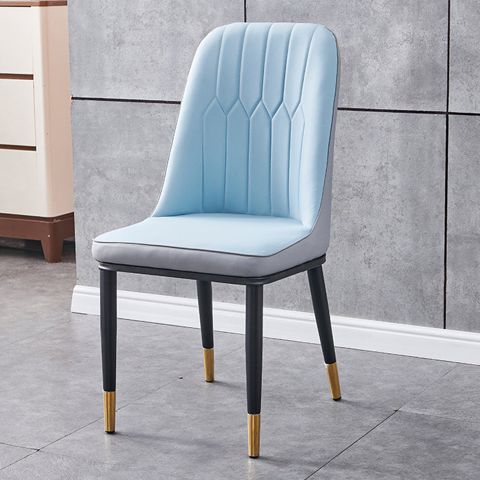 Glam Metal Dining Armless Chair Parsons Dining Single Chair for Restaurant Blue Brass Gold Clearhalo ' kitchen&dining_furn' 'Dining Chairs' 'Dining Tables & Seating' 'dining_chair' 'furn' 'furn_dining_chair' 'Furniture' 'furniture_dining_chair' 'Kitchen & Dining Furniture' 'kitchen' 3967261