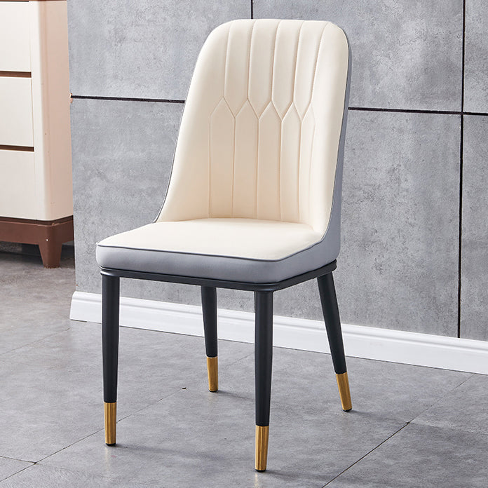 Glam Metal Dining Armless Chair Parsons Dining Single Chair for Restaurant Cream Gray Brass Gold Clearhalo ' kitchen&dining_furn' 'Dining Chairs' 'Dining Tables & Seating' 'dining_chair' 'furn' 'furn_dining_chair' 'Furniture' 'furniture_dining_chair' 'Kitchen & Dining Furniture' 'kitchen' 3967264