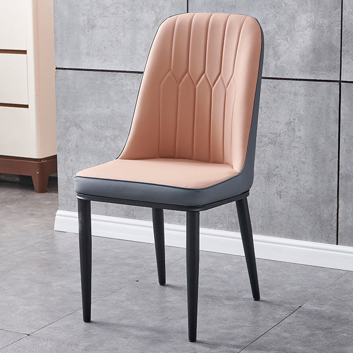 Glam Metal Dining Armless Chair Parsons Dining Single Chair for Restaurant Carnation Black Clearhalo ' kitchen&dining_furn' 'Dining Chairs' 'Dining Tables & Seating' 'dining_chair' 'furn' 'furn_dining_chair' 'Furniture' 'furniture_dining_chair' 'Kitchen & Dining Furniture' 'kitchen' 3967265