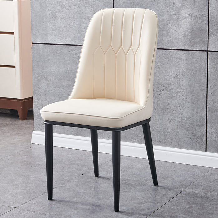 Glam Metal Dining Armless Chair Parsons Dining Single Chair for Restaurant Off-White Black Clearhalo ' kitchen&dining_furn' 'Dining Chairs' 'Dining Tables & Seating' 'dining_chair' 'furn' 'furn_dining_chair' 'Furniture' 'furniture_dining_chair' 'Kitchen & Dining Furniture' 'kitchen' 3967267