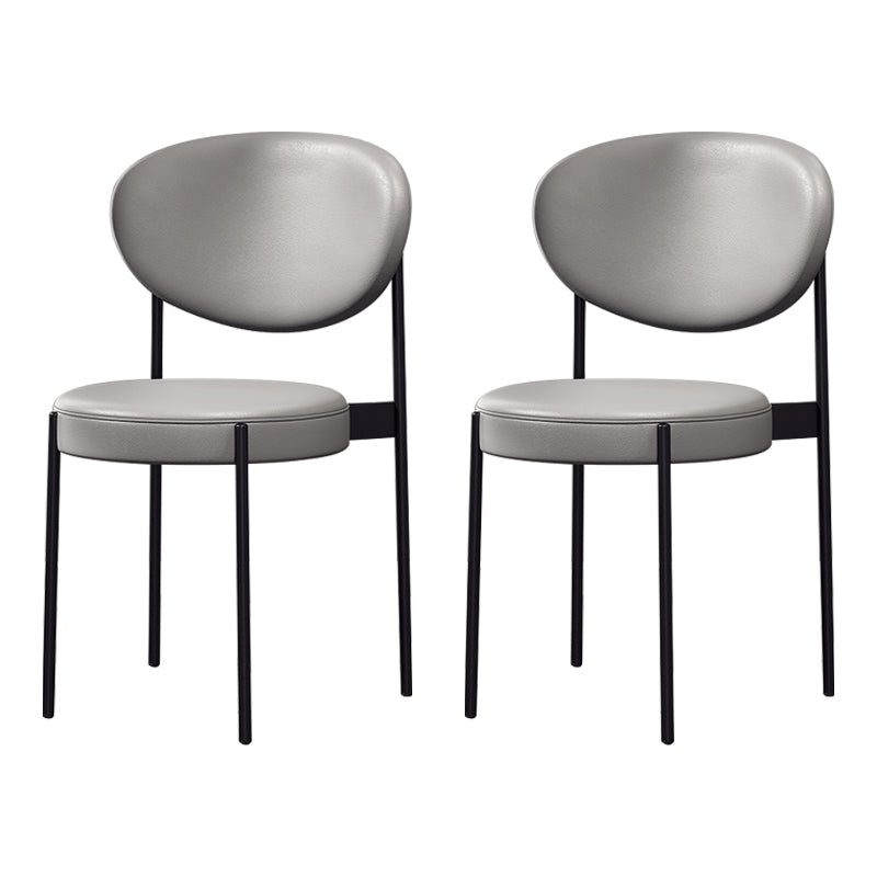 Modern Style Metal Dining Chair Open Back Dining Side Chairs for Kitchen Grey Faux Leather 2 Piece Set Clearhalo ' kitchen&dining_furn' 'Dining Chairs' 'Dining Tables & Seating' 'dining_chair' 'furn' 'furn_dining_chair' 'Furniture' 'furniture_dining_chair' 'Kitchen & Dining Furniture' 'kitchen' 3967279