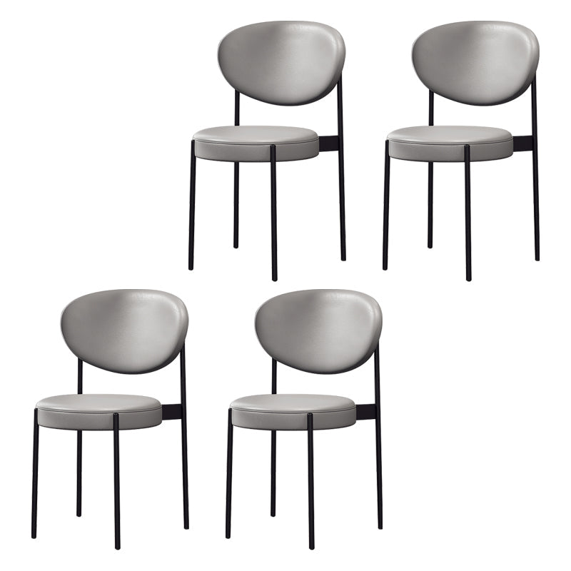 Modern Style Metal Dining Chair Open Back Dining Side Chairs for Kitchen Grey Faux Leather 4 Piece Set Clearhalo ' kitchen&dining_furn' 'Dining Chairs' 'Dining Tables & Seating' 'dining_chair' 'furn' 'furn_dining_chair' 'Furniture' 'furniture_dining_chair' 'Kitchen & Dining Furniture' 'kitchen' 3967281