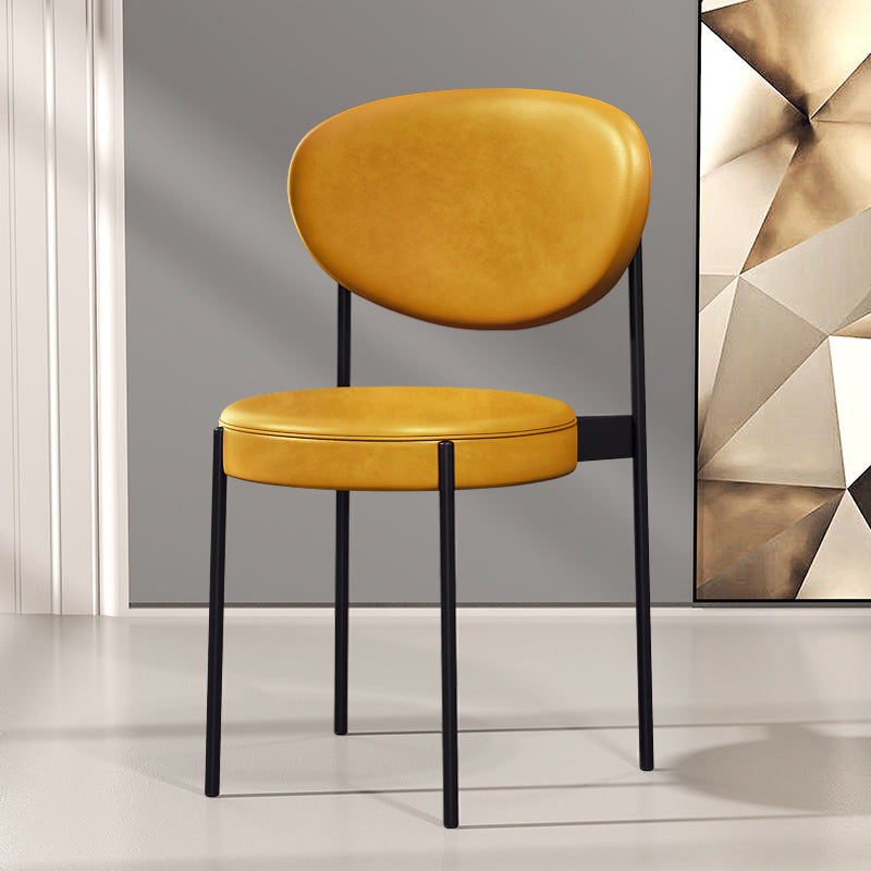 Modern Style Metal Dining Chair Open Back Dining Side Chairs for Kitchen Yellow Faux Leather 1 Piece Clearhalo ' kitchen&dining_furn' 'Dining Chairs' 'Dining Tables & Seating' 'dining_chair' 'furn' 'furn_dining_chair' 'Furniture' 'furniture_dining_chair' 'Kitchen & Dining Furniture' 'kitchen' 3967283