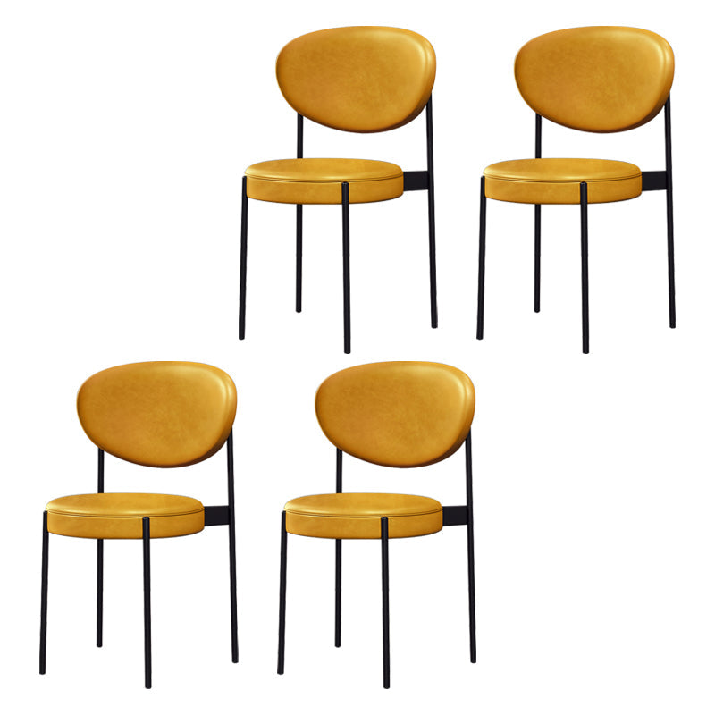 Modern Style Metal Dining Chair Open Back Dining Side Chairs for Kitchen Yellow Faux Leather 4 Piece Set Clearhalo ' kitchen&dining_furn' 'Dining Chairs' 'Dining Tables & Seating' 'dining_chair' 'furn' 'furn_dining_chair' 'Furniture' 'furniture_dining_chair' 'Kitchen & Dining Furniture' 'kitchen' 3967286