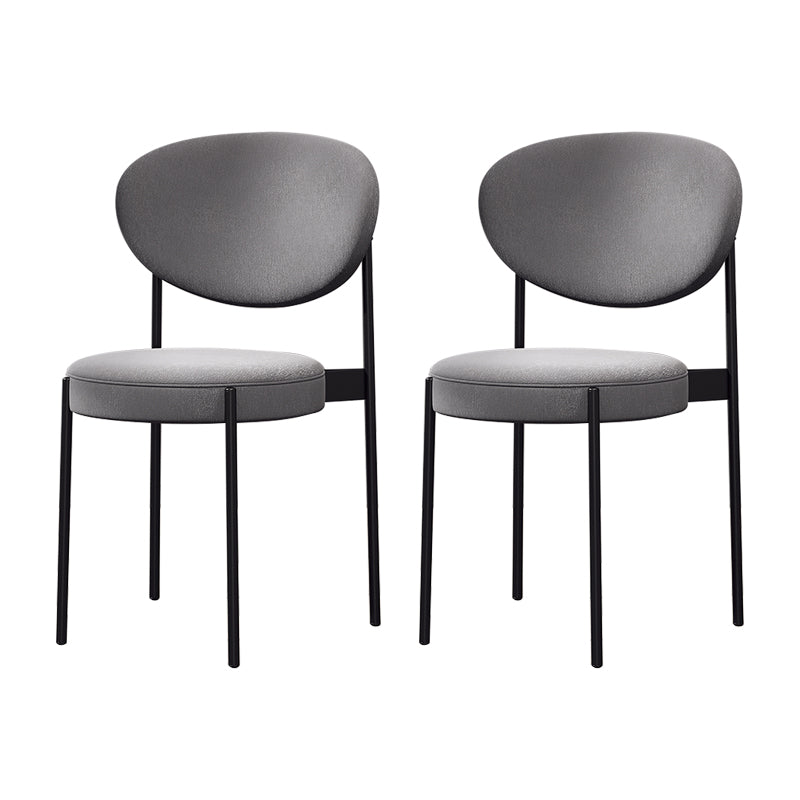 Modern Style Metal Dining Chair Open Back Dining Side Chairs for Kitchen Grey Fabric 2 Piece Set Clearhalo ' kitchen&dining_furn' 'Dining Chairs' 'Dining Tables & Seating' 'dining_chair' 'furn' 'furn_dining_chair' 'Furniture' 'furniture_dining_chair' 'Kitchen & Dining Furniture' 'kitchen' 3967288