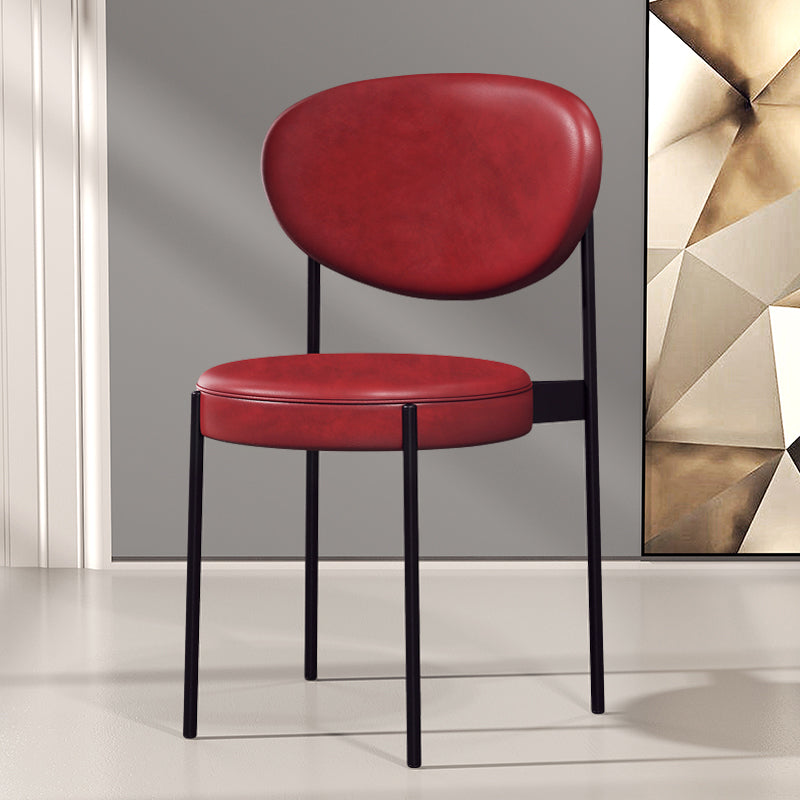 Modern Style Metal Dining Chair Open Back Dining Side Chairs for Kitchen Red Faux Leather 1 Piece Clearhalo ' kitchen&dining_furn' 'Dining Chairs' 'Dining Tables & Seating' 'dining_chair' 'furn' 'furn_dining_chair' 'Furniture' 'furniture_dining_chair' 'Kitchen & Dining Furniture' 'kitchen' 3967290