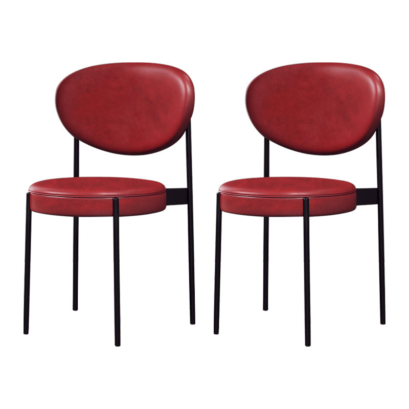 Modern Style Metal Dining Chair Open Back Dining Side Chairs for Kitchen Red Faux Leather 2 Piece Set Clearhalo ' kitchen&dining_furn' 'Dining Chairs' 'Dining Tables & Seating' 'dining_chair' 'furn' 'furn_dining_chair' 'Furniture' 'furniture_dining_chair' 'Kitchen & Dining Furniture' 'kitchen' 3967291