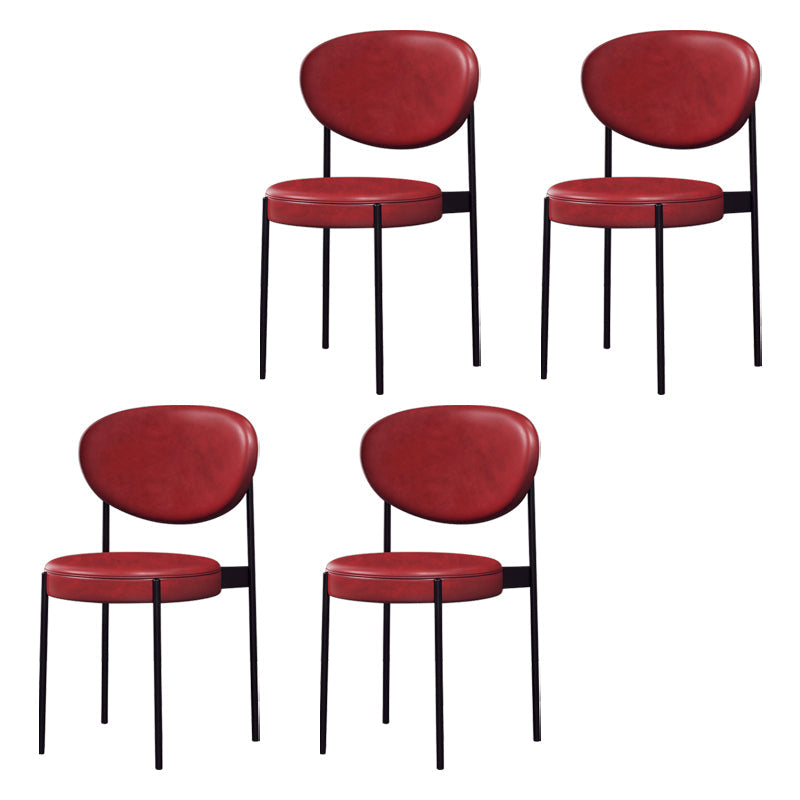 Modern Style Metal Dining Chair Open Back Dining Side Chairs for Kitchen Red Faux Leather 4 Piece Set Clearhalo ' kitchen&dining_furn' 'Dining Chairs' 'Dining Tables & Seating' 'dining_chair' 'furn' 'furn_dining_chair' 'Furniture' 'furniture_dining_chair' 'Kitchen & Dining Furniture' 'kitchen' 3967292