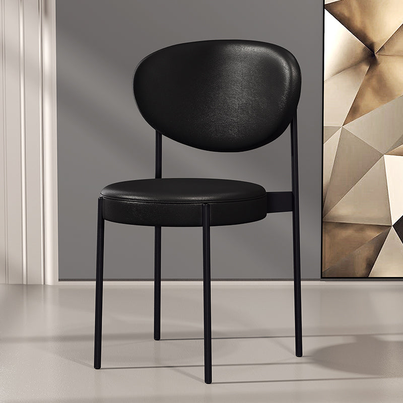 Modern Style Metal Dining Chair Open Back Dining Side Chairs for Kitchen Black Faux Leather 1 Piece Clearhalo ' kitchen&dining_furn' 'Dining Chairs' 'Dining Tables & Seating' 'dining_chair' 'furn' 'furn_dining_chair' 'Furniture' 'furniture_dining_chair' 'Kitchen & Dining Furniture' 'kitchen' 3967293
