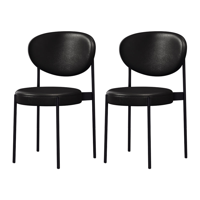Modern Style Metal Dining Chair Open Back Dining Side Chairs for Kitchen Black Faux Leather 2 Piece Set Clearhalo ' kitchen&dining_furn' 'Dining Chairs' 'Dining Tables & Seating' 'dining_chair' 'furn' 'furn_dining_chair' 'Furniture' 'furniture_dining_chair' 'Kitchen & Dining Furniture' 'kitchen' 3967294