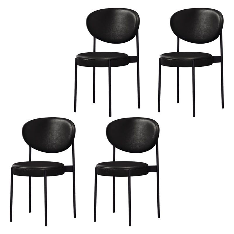 Modern Style Metal Dining Chair Open Back Dining Side Chairs for Kitchen Black Faux Leather 4 Piece Set Clearhalo ' kitchen&dining_furn' 'Dining Chairs' 'Dining Tables & Seating' 'dining_chair' 'furn' 'furn_dining_chair' 'Furniture' 'furniture_dining_chair' 'Kitchen & Dining Furniture' 'kitchen' 3967295