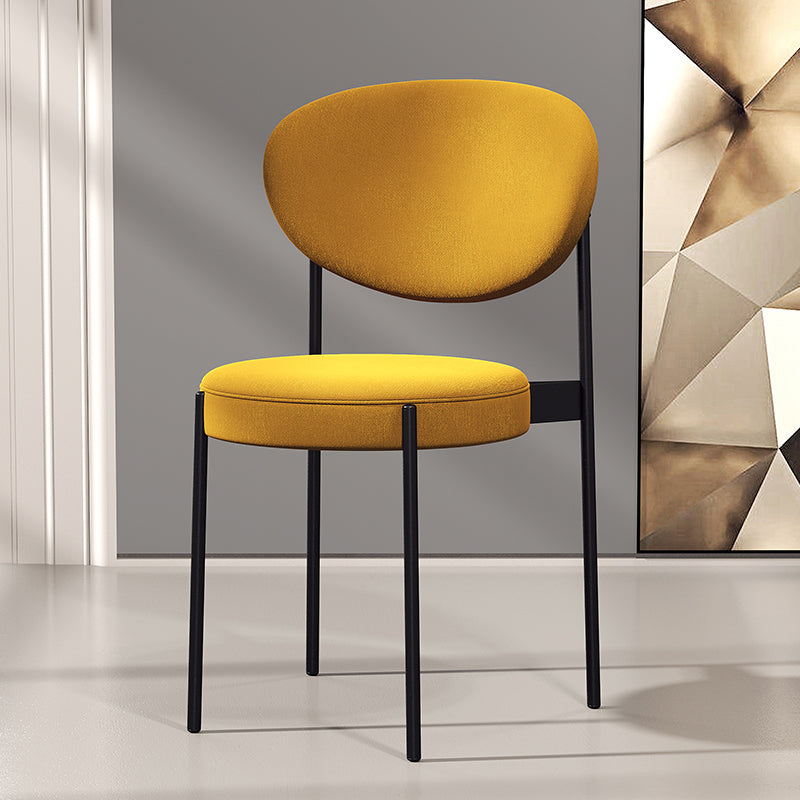 Modern Style Metal Dining Chair Open Back Dining Side Chairs for Kitchen Yellow Fabric 1 Piece Clearhalo ' kitchen&dining_furn' 'Dining Chairs' 'Dining Tables & Seating' 'dining_chair' 'furn' 'furn_dining_chair' 'Furniture' 'furniture_dining_chair' 'Kitchen & Dining Furniture' 'kitchen' 3967299