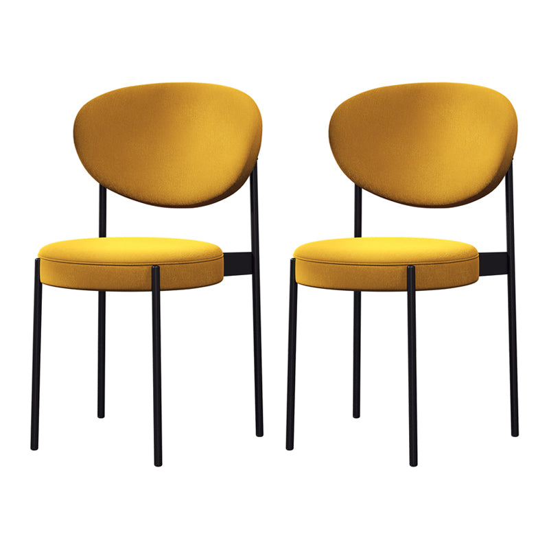 Modern Style Metal Dining Chair Open Back Dining Side Chairs for Kitchen Yellow Fabric 2 Piece Set Clearhalo ' kitchen&dining_furn' 'Dining Chairs' 'Dining Tables & Seating' 'dining_chair' 'furn' 'furn_dining_chair' 'Furniture' 'furniture_dining_chair' 'Kitchen & Dining Furniture' 'kitchen' 3967300