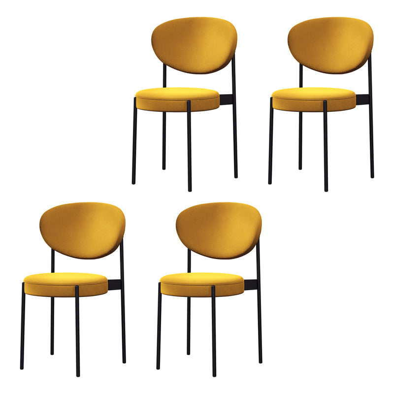 Modern Style Metal Dining Chair Open Back Dining Side Chairs for Kitchen Yellow Fabric 4 Piece Set Clearhalo ' kitchen&dining_furn' 'Dining Chairs' 'Dining Tables & Seating' 'dining_chair' 'furn' 'furn_dining_chair' 'Furniture' 'furniture_dining_chair' 'Kitchen & Dining Furniture' 'kitchen' 3967301