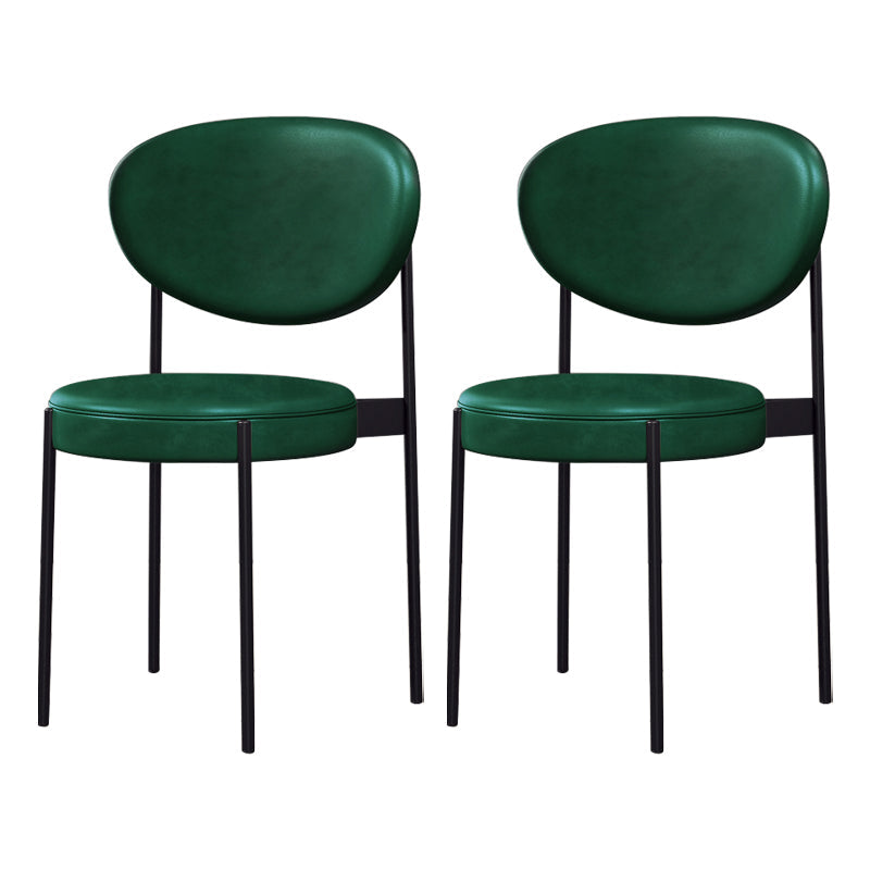 Modern Style Metal Dining Chair Open Back Dining Side Chairs for Kitchen Blackish Green Faux Leather 2 Piece Set Clearhalo ' kitchen&dining_furn' 'Dining Chairs' 'Dining Tables & Seating' 'dining_chair' 'furn' 'furn_dining_chair' 'Furniture' 'furniture_dining_chair' 'Kitchen & Dining Furniture' 'kitchen' 3967303