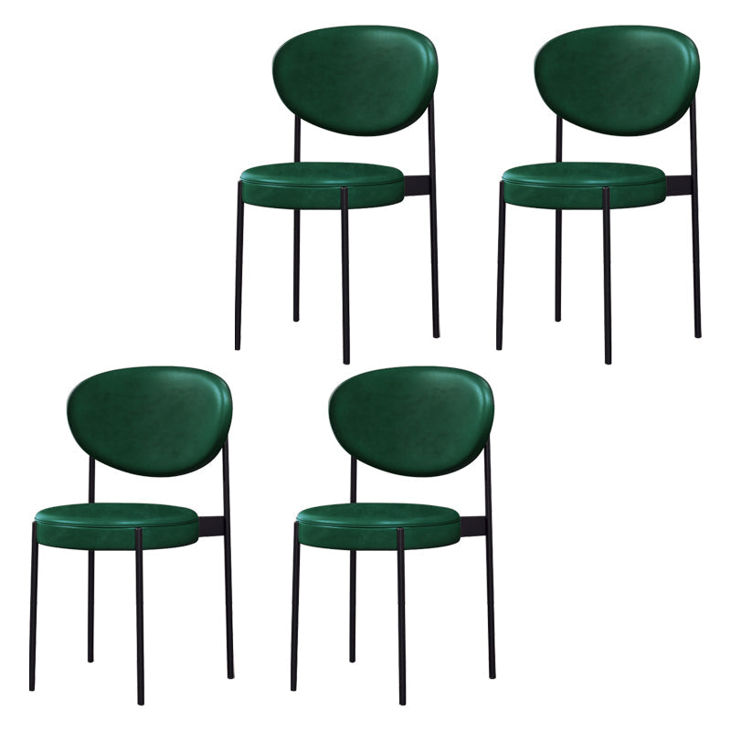 Modern Style Metal Dining Chair Open Back Dining Side Chairs for Kitchen Blackish Green Faux Leather 4 Piece Set Clearhalo ' kitchen&dining_furn' 'Dining Chairs' 'Dining Tables & Seating' 'dining_chair' 'furn' 'furn_dining_chair' 'Furniture' 'furniture_dining_chair' 'Kitchen & Dining Furniture' 'kitchen' 3967304