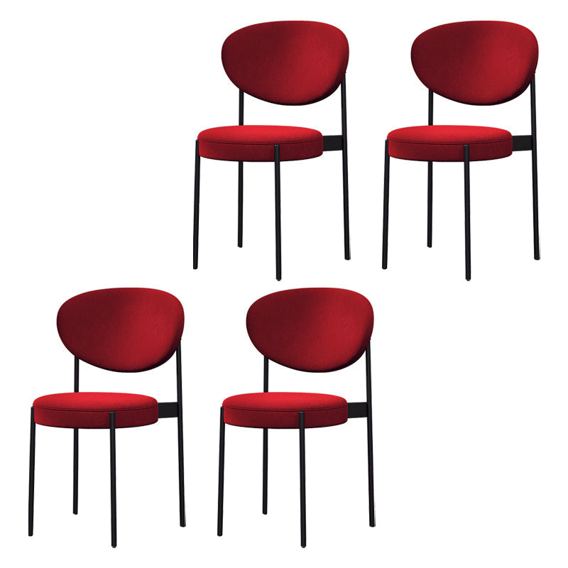Modern Style Metal Dining Chair Open Back Dining Side Chairs for Kitchen Red Fabric 4 Piece Set Clearhalo ' kitchen&dining_furn' 'Dining Chairs' 'Dining Tables & Seating' 'dining_chair' 'furn' 'furn_dining_chair' 'Furniture' 'furniture_dining_chair' 'Kitchen & Dining Furniture' 'kitchen' 3967307