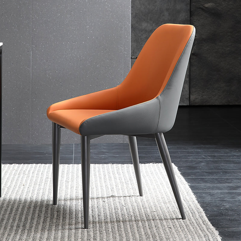 Contemporary Style Metal Dining Chair Dining Parsons Arm Side Chairs for Kitchen Orange 1 Piece Clearhalo ' kitchen&dining_furn' 'Dining Chairs' 'Dining Tables & Seating' 'dining_chair' 'furn' 'furn_dining_chair' 'Furniture' 'furniture_dining_chair' 'Kitchen & Dining Furniture' 'kitchen' 3967322