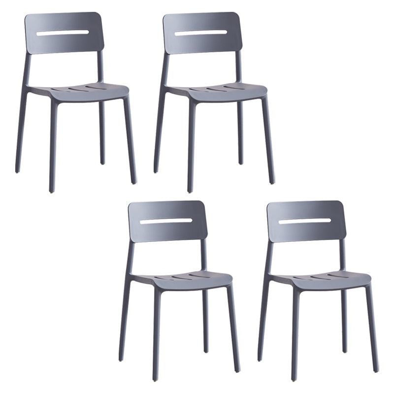 Modern Style Plastic Dining Chairs Open Back Dining Stackable Side Chair for Kitchen Grey 4 Piece Set Clearhalo ' kitchen&dining_furn' 'Dining Chairs' 'Dining Tables & Seating' 'dining_chair' 'furn' 'furn_dining_chair' 'Furniture' 'furniture_dining_chair' 'Kitchen & Dining Furniture' 'kitchen' 3967338
