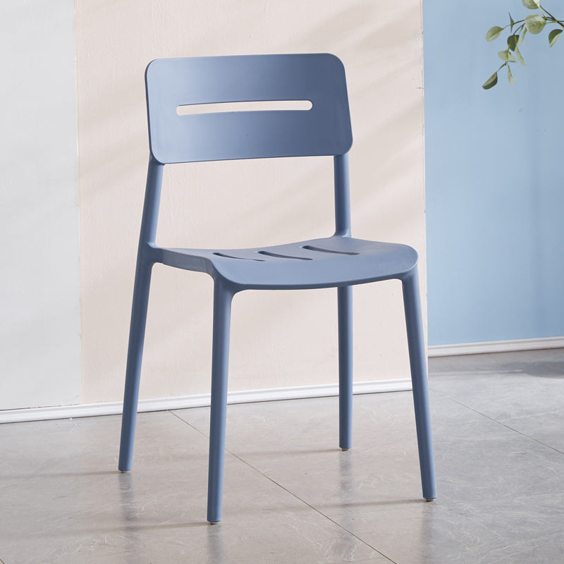 Modern Style Plastic Dining Chairs Open Back Dining Stackable Side Chair for Kitchen Blue 1 Piece Clearhalo ' kitchen&dining_furn' 'Dining Chairs' 'Dining Tables & Seating' 'dining_chair' 'furn' 'furn_dining_chair' 'Furniture' 'furniture_dining_chair' 'Kitchen & Dining Furniture' 'kitchen' 3967340