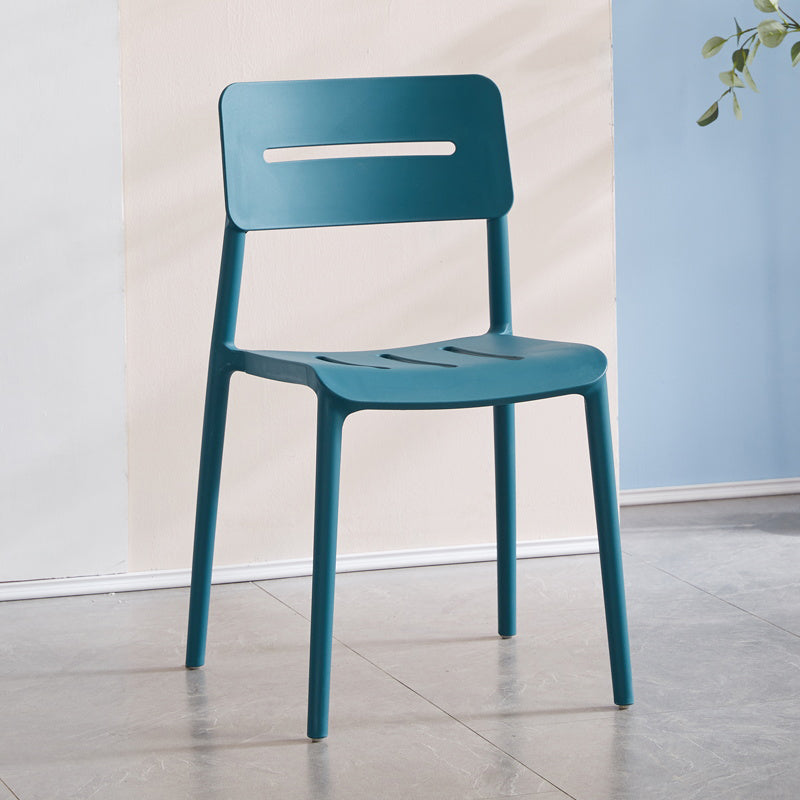Modern Style Plastic Dining Chairs Open Back Dining Stackable Side Chair for Kitchen Peacock Blue 1 Piece Clearhalo ' kitchen&dining_furn' 'Dining Chairs' 'Dining Tables & Seating' 'dining_chair' 'furn' 'furn_dining_chair' 'Furniture' 'furniture_dining_chair' 'Kitchen & Dining Furniture' 'kitchen' 3967346