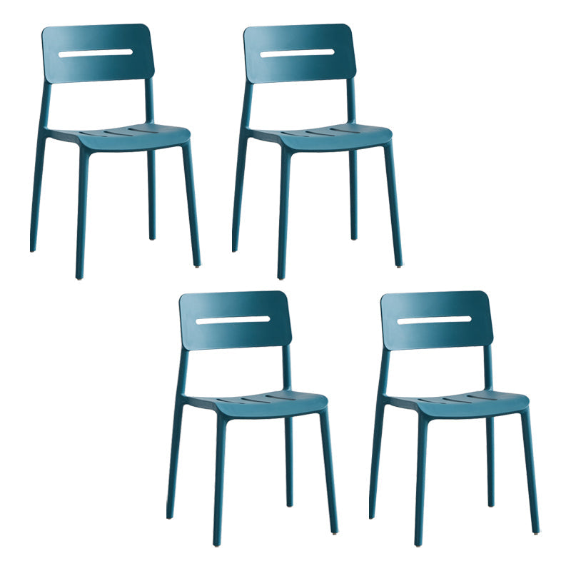 Modern Style Plastic Dining Chairs Open Back Dining Stackable Side Chair for Kitchen Peacock Blue 4 Piece Set Clearhalo ' kitchen&dining_furn' 'Dining Chairs' 'Dining Tables & Seating' 'dining_chair' 'furn' 'furn_dining_chair' 'Furniture' 'furniture_dining_chair' 'Kitchen & Dining Furniture' 'kitchen' 3967350