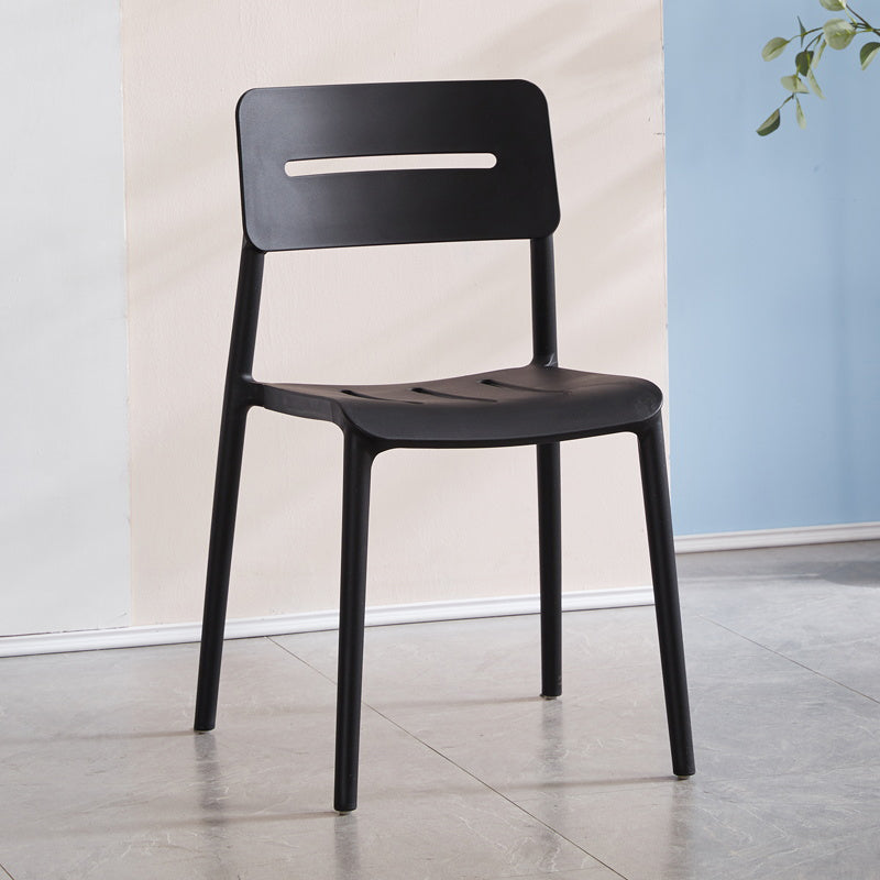 Modern Style Plastic Dining Chairs Open Back Dining Stackable Side Chair for Kitchen Black 1 Piece Clearhalo ' kitchen&dining_furn' 'Dining Chairs' 'Dining Tables & Seating' 'dining_chair' 'furn' 'furn_dining_chair' 'Furniture' 'furniture_dining_chair' 'Kitchen & Dining Furniture' 'kitchen' 3967353