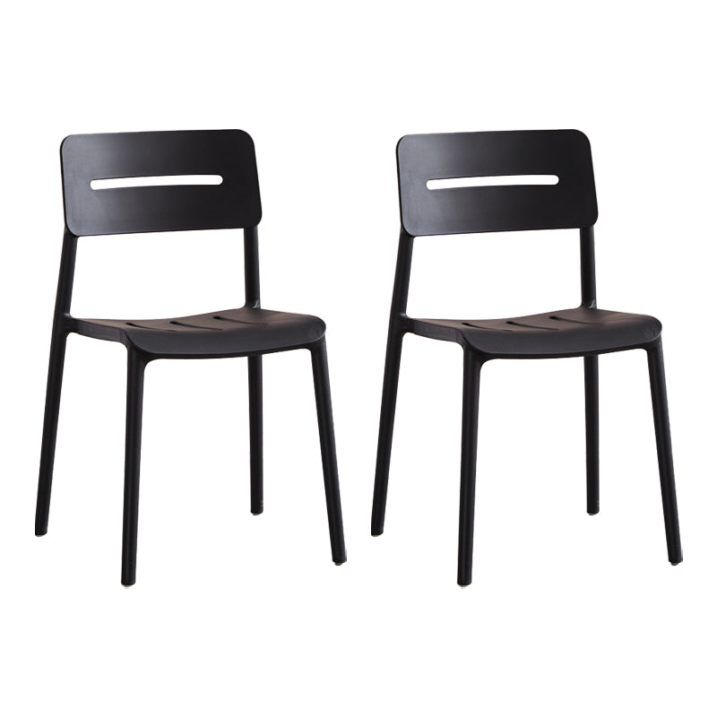 Modern Style Plastic Dining Chairs Open Back Dining Stackable Side Chair for Kitchen Black 2 Piece Set Clearhalo ' kitchen&dining_furn' 'Dining Chairs' 'Dining Tables & Seating' 'dining_chair' 'furn' 'furn_dining_chair' 'Furniture' 'furniture_dining_chair' 'Kitchen & Dining Furniture' 'kitchen' 3967355