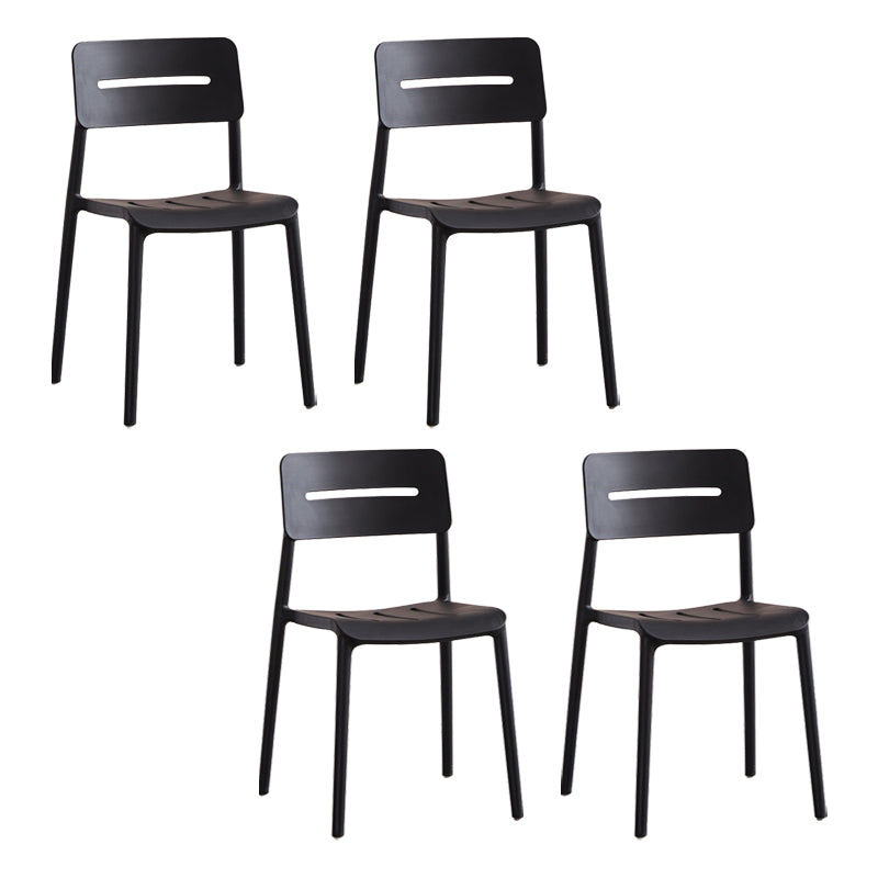 Modern Style Plastic Dining Chairs Open Back Dining Stackable Side Chair for Kitchen Black 4 Piece Set Clearhalo ' kitchen&dining_furn' 'Dining Chairs' 'Dining Tables & Seating' 'dining_chair' 'furn' 'furn_dining_chair' 'Furniture' 'furniture_dining_chair' 'Kitchen & Dining Furniture' 'kitchen' 3967356