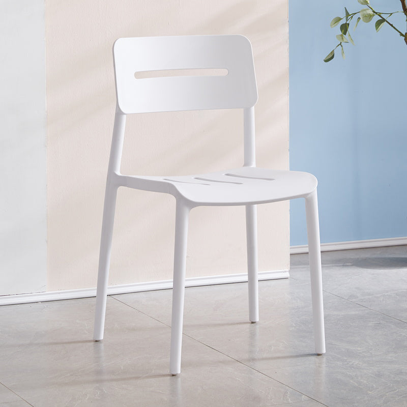 Modern Style Plastic Dining Chairs Open Back Dining Stackable Side Chair for Kitchen White 1 Piece Clearhalo ' kitchen&dining_furn' 'Dining Chairs' 'Dining Tables & Seating' 'dining_chair' 'furn' 'furn_dining_chair' 'Furniture' 'furniture_dining_chair' 'Kitchen & Dining Furniture' 'kitchen' 3967357