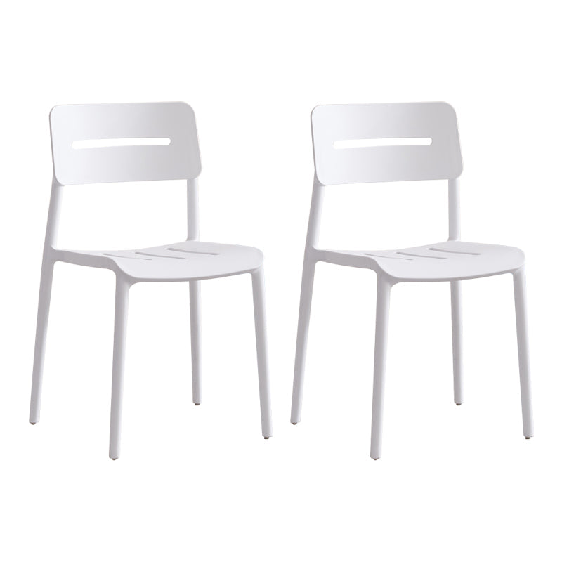 Modern Style Plastic Dining Chairs Open Back Dining Stackable Side Chair for Kitchen White 2 Piece Set Clearhalo ' kitchen&dining_furn' 'Dining Chairs' 'Dining Tables & Seating' 'dining_chair' 'furn' 'furn_dining_chair' 'Furniture' 'furniture_dining_chair' 'Kitchen & Dining Furniture' 'kitchen' 3967358