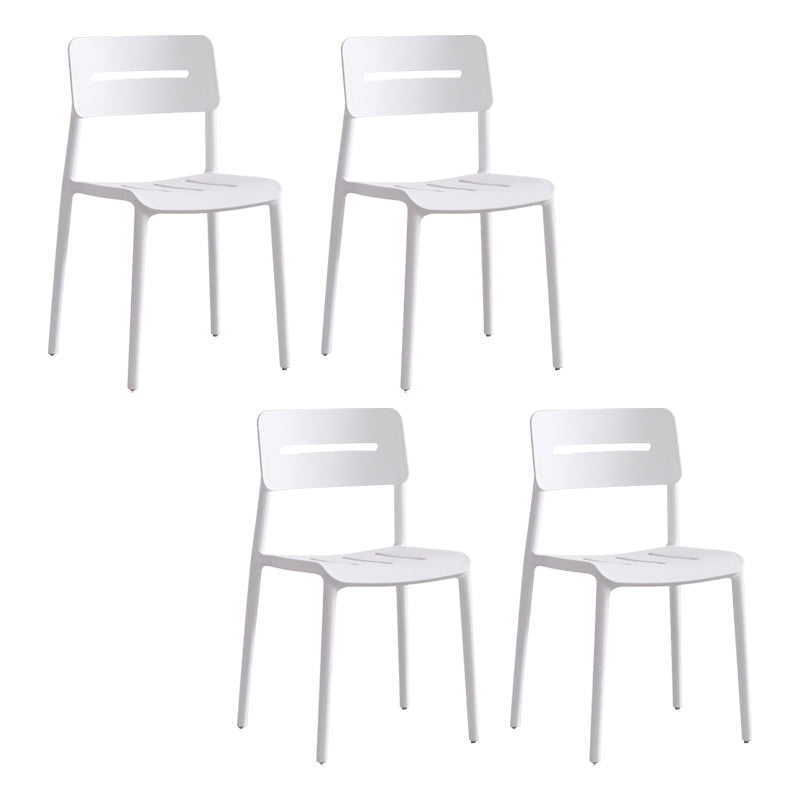 Modern Style Plastic Dining Chairs Open Back Dining Stackable Side Chair for Kitchen White 4 Piece Set Clearhalo ' kitchen&dining_furn' 'Dining Chairs' 'Dining Tables & Seating' 'dining_chair' 'furn' 'furn_dining_chair' 'Furniture' 'furniture_dining_chair' 'Kitchen & Dining Furniture' 'kitchen' 3967359