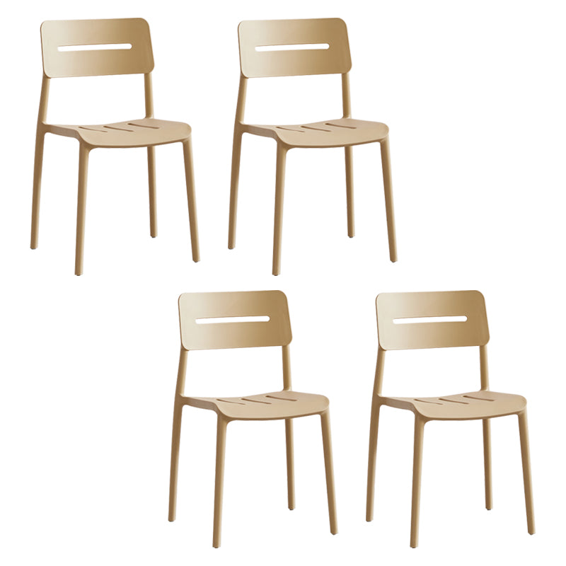 Modern Style Plastic Dining Chairs Open Back Dining Stackable Side Chair for Kitchen Khaki 4 Piece Set Clearhalo ' kitchen&dining_furn' 'Dining Chairs' 'Dining Tables & Seating' 'dining_chair' 'furn' 'furn_dining_chair' 'Furniture' 'furniture_dining_chair' 'Kitchen & Dining Furniture' 'kitchen' 3967362