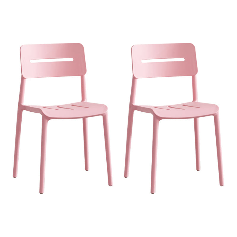 Modern Style Plastic Dining Chairs Open Back Dining Stackable Side Chair for Kitchen Pink 2 Piece Set Clearhalo ' kitchen&dining_furn' 'Dining Chairs' 'Dining Tables & Seating' 'dining_chair' 'furn' 'furn_dining_chair' 'Furniture' 'furniture_dining_chair' 'Kitchen & Dining Furniture' 'kitchen' 3967364