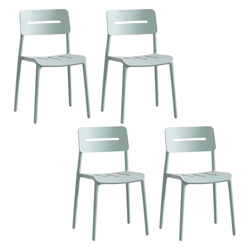 Modern Style Plastic Dining Chairs Open Back Dining Stackable Side Chair for Kitchen Green 4 Piece Set Clearhalo ' kitchen&dining_furn' 'Dining Chairs' 'Dining Tables & Seating' 'dining_chair' 'furn' 'furn_dining_chair' 'Furniture' 'furniture_dining_chair' 'Kitchen & Dining Furniture' 'kitchen' 3967371