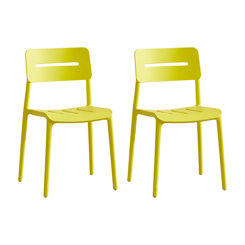 Modern Style Plastic Dining Chairs Open Back Dining Stackable Side Chair for Kitchen Yellow 2 Piece Set Clearhalo ' kitchen&dining_furn' 'Dining Chairs' 'Dining Tables & Seating' 'dining_chair' 'furn' 'furn_dining_chair' 'Furniture' 'furniture_dining_chair' 'Kitchen & Dining Furniture' 'kitchen' 3967373