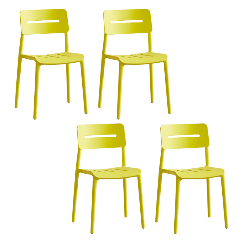 Modern Style Plastic Dining Chairs Open Back Dining Stackable Side Chair for Kitchen Yellow 4 Piece Set Clearhalo ' kitchen&dining_furn' 'Dining Chairs' 'Dining Tables & Seating' 'dining_chair' 'furn' 'furn_dining_chair' 'Furniture' 'furniture_dining_chair' 'Kitchen & Dining Furniture' 'kitchen' 3967374
