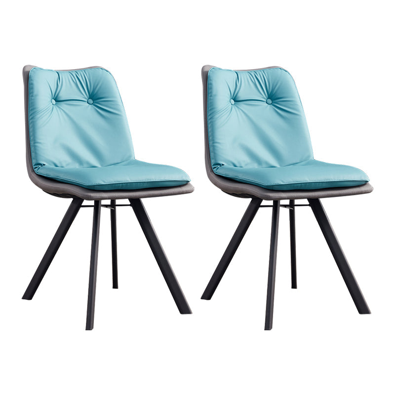 Contemporary Style Metal Dining Chair Dining Armless Side Chairs for Kitchen Blue 2 Piece Set Clearhalo ' kitchen&dining_furn' 'Dining Chairs' 'Dining Tables & Seating' 'dining_chair' 'furn' 'furn_dining_chair' 'Furniture' 'furniture_dining_chair' 'Kitchen & Dining Furniture' 'kitchen' 3967390
