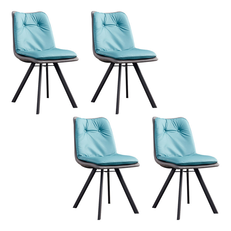 Contemporary Style Metal Dining Chair Dining Armless Side Chairs for Kitchen Blue 4 Piece Set Clearhalo ' kitchen&dining_furn' 'Dining Chairs' 'Dining Tables & Seating' 'dining_chair' 'furn' 'furn_dining_chair' 'Furniture' 'furniture_dining_chair' 'Kitchen & Dining Furniture' 'kitchen' 3967392