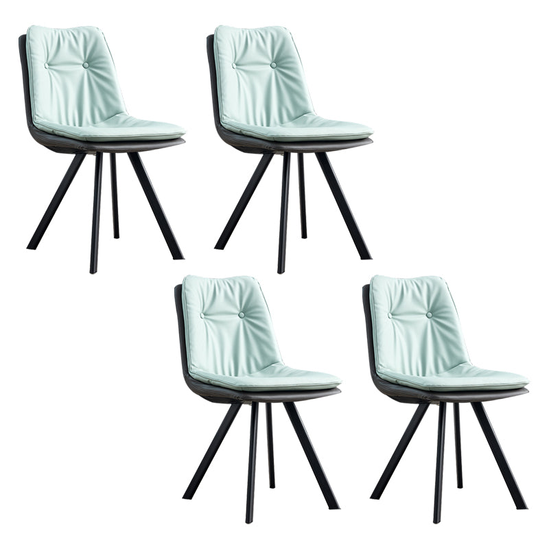 Contemporary Style Metal Dining Chair Dining Armless Side Chairs for Kitchen Green 4 Piece Set Clearhalo ' kitchen&dining_furn' 'Dining Chairs' 'Dining Tables & Seating' 'dining_chair' 'furn' 'furn_dining_chair' 'Furniture' 'furniture_dining_chair' 'Kitchen & Dining Furniture' 'kitchen' 3967399